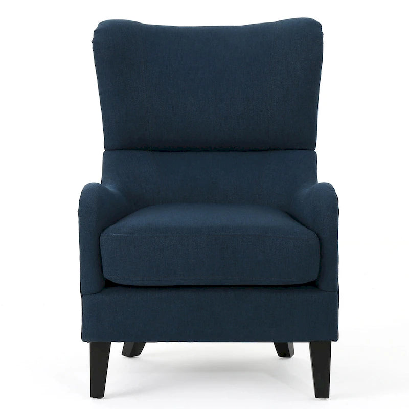 Fauteuil d'appoint dossier haut à oreilles, une place, bleu marine