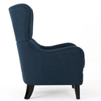Fauteuil d'appoint dossier haut à oreilles, une place, bleu marine