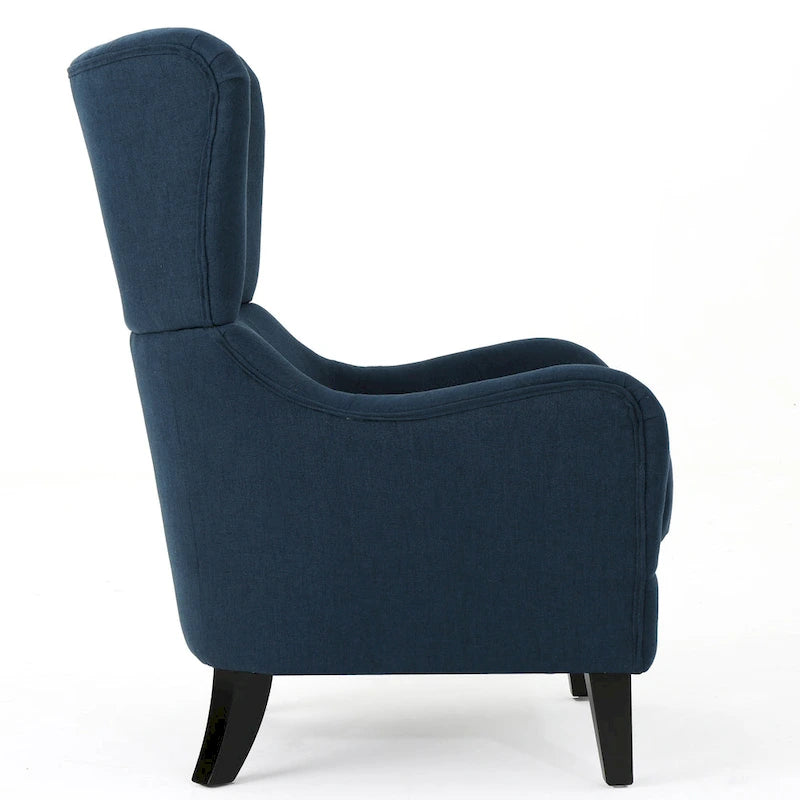 Fauteuil d'appoint dossier haut à oreilles, une place, bleu marine