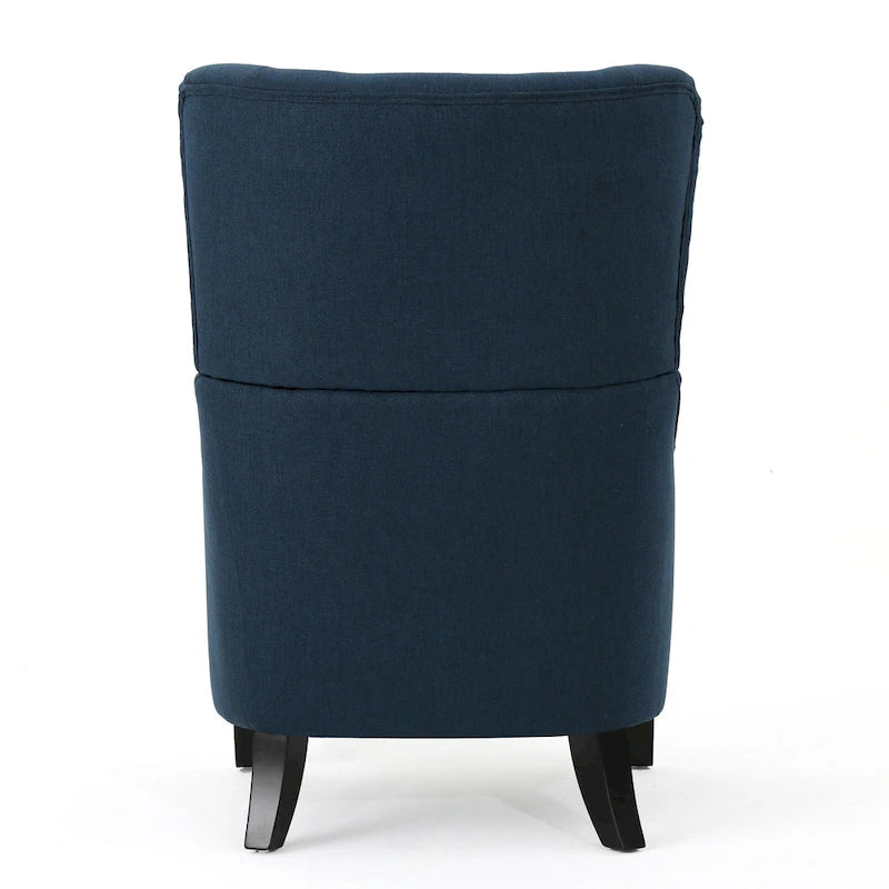 Fauteuil d'appoint dossier haut à oreilles, une place, bleu marine