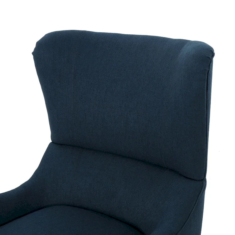 Fauteuil d'appoint dossier haut à oreilles, une place, bleu marine