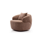 Fauteuil club pivotant à 360° en tissu bouclé marron, 1 place