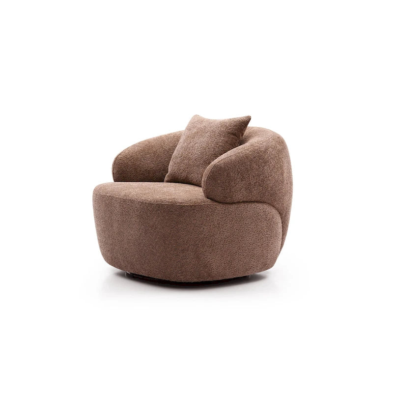 Fauteuil club pivotant à 360° en tissu bouclé marron, 1 place