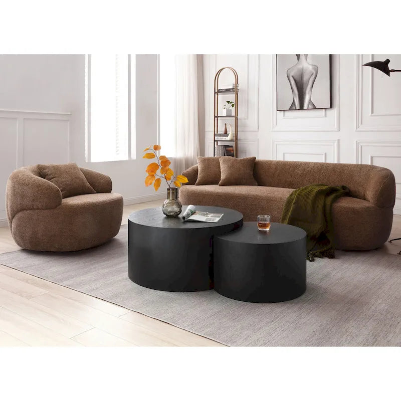 Fauteuil club pivotant à 360° en tissu bouclé marron, 1 place
