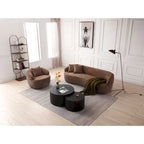 Fauteuil club pivotant à 360° en tissu bouclé marron, 1 place