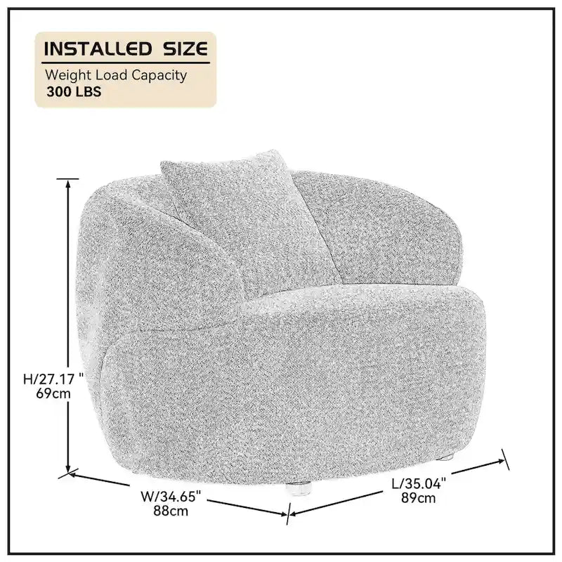 Fauteuil club pivotant à 360° en tissu bouclé marron, 1 place