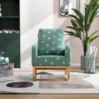Fauteuil à bascule haut de gamme en tissu bouclette moutarde / vert / beige / bleu, 1 place, avec poche latérale