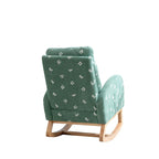 Fauteuil à bascule haut de gamme en tissu bouclette moutarde / vert / beige / bleu, 1 place, avec poche latérale