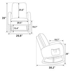 Fauteuil à bascule haut de gamme en tissu bouclette moutarde / vert / beige / bleu, 1 place, avec poche latérale
