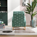 Fauteuil à bascule haut de gamme en tissu bouclette moutarde / vert / beige / bleu, 1 place, avec poche latérale