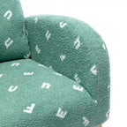 Fauteuil à bascule haut de gamme en tissu bouclette moutarde / vert / beige / bleu, 1 place, avec poche latérale