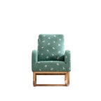 Fauteuil à bascule haut de gamme en tissu bouclette moutarde / vert / beige / bleu, 1 place, avec poche latérale