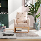 Fauteuil à bascule haut de gamme en tissu bouclette moutarde / vert / beige / bleu, 1 place, avec poche latérale