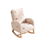 Fauteuil à bascule haut de gamme en tissu bouclette moutarde / vert / beige / bleu, 1 place, avec poche latérale