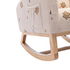 Fauteuil à bascule haut de gamme en tissu bouclette moutarde / vert / beige / bleu, 1 place, avec poche latérale