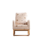 Fauteuil à bascule haut de gamme en tissu bouclette moutarde / vert / beige / bleu, 1 place, avec poche latérale