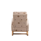 Fauteuil à bascule haut de gamme en tissu bouclette moutarde / vert / beige / bleu, 1 place, avec poche latérale