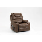 Fauteuil releveur inclinable surdimensionné en velours marron/bleu pour 1 personne