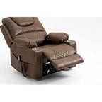 Fauteuil releveur inclinable surdimensionné en velours marron/bleu pour 1 personne