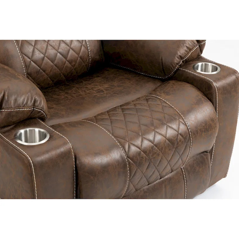 Fauteuil releveur inclinable surdimensionné en velours marron/bleu pour 1 personne