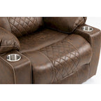 Fauteuil releveur inclinable surdimensionné en velours marron/bleu pour 1 personne