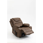 Fauteuil releveur inclinable surdimensionné en velours marron/bleu pour 1 personne