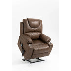 Fauteuil releveur inclinable surdimensionné en velours marron/bleu pour 1 personne