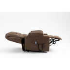 Fauteuil releveur inclinable surdimensionné en velours marron/bleu pour 1 personne