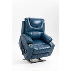 Fauteuil releveur inclinable surdimensionné en velours marron/bleu pour 1 personne