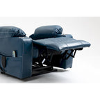 Fauteuil releveur inclinable surdimensionné en velours marron/bleu pour 1 personne