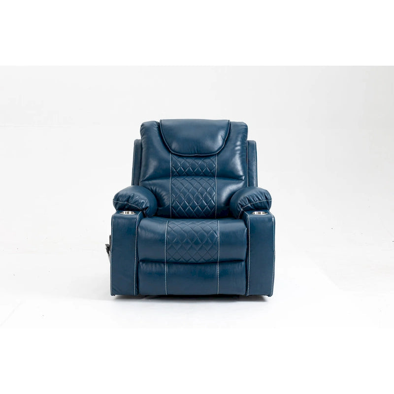 Fauteuil releveur inclinable surdimensionné en velours marron/bleu pour 1 personne