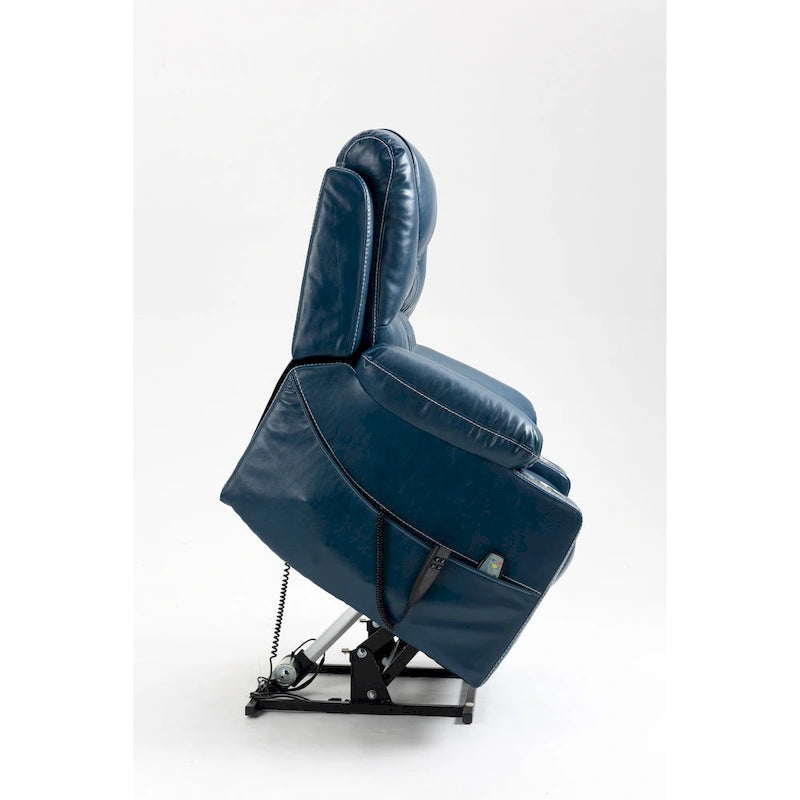 Fauteuil releveur inclinable surdimensionné en velours marron/bleu pour 1 personne