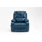 Fauteuil releveur inclinable surdimensionné en velours marron/bleu pour 1 personne