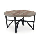 Ensemble de 3 tables basses et tables d'appoint rondes noires et marron