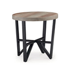 Ensemble de 3 tables basses et tables d'appoint rondes noires et marron