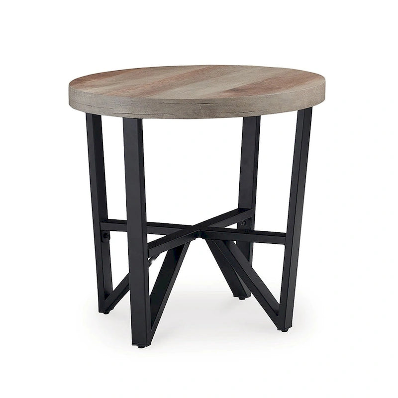 Ensemble de 3 tables basses et tables d'appoint rondes noires et marron