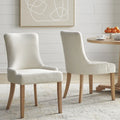 Chaises de salle à manger Parsons avec accoudoirs, crème/chêne clair, lot de 2