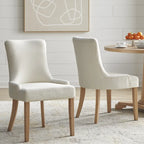 Chaises de salle à manger Parsons avec accoudoirs, crème/chêne clair, lot de 2
