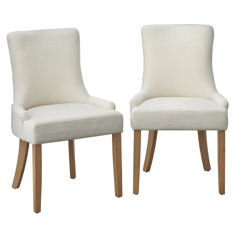 Chaises de salle à manger Parsons avec accoudoirs, crème/chêne clair, lot de 2