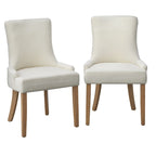Chaises de salle à manger Parsons avec accoudoirs, crème/chêne clair, lot de 2