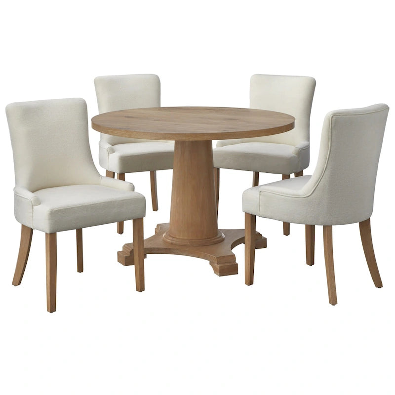 Chaises de salle à manger Parsons avec accoudoirs, crème/chêne clair, lot de 2