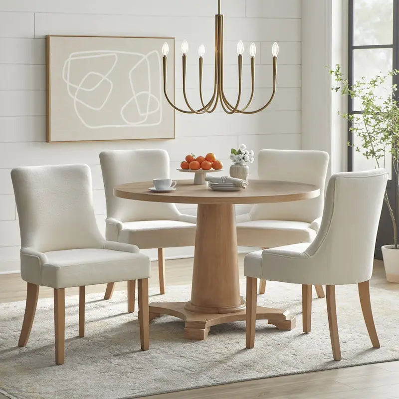 Chaises de salle à manger Parsons avec accoudoirs, crème/chêne clair, lot de 2