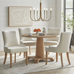 Chaises de salle à manger Parsons avec accoudoirs, crème/chêne clair, lot de 2