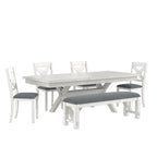 Ensemble de salle à manger extensible rectangulaire 6 places gris pour 6 à 8 personnes