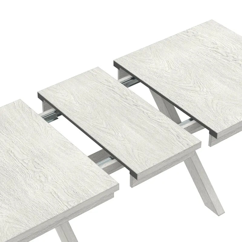 Ensemble de salle à manger extensible rectangulaire 6 places gris pour 6 à 8 personnes