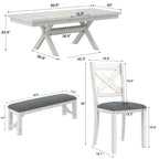 Ensemble de salle à manger extensible rectangulaire 6 places gris pour 6 à 8 personnes