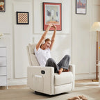 Fauteuil inclinable, pivotant et à bascule gris/marron/beige pour 1 personne