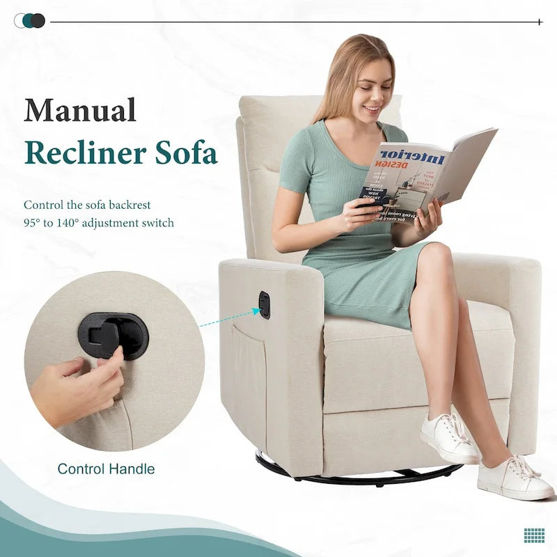 Fauteuil inclinable, pivotant et à bascule gris/marron/beige pour 1 personne