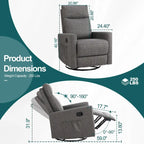 Fauteuil inclinable, pivotant et à bascule gris/marron/beige pour 1 personne