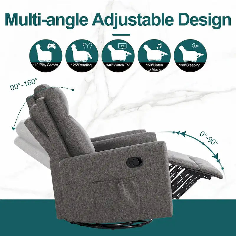 Fauteuil inclinable, pivotant et à bascule gris/marron/beige pour 1 personne